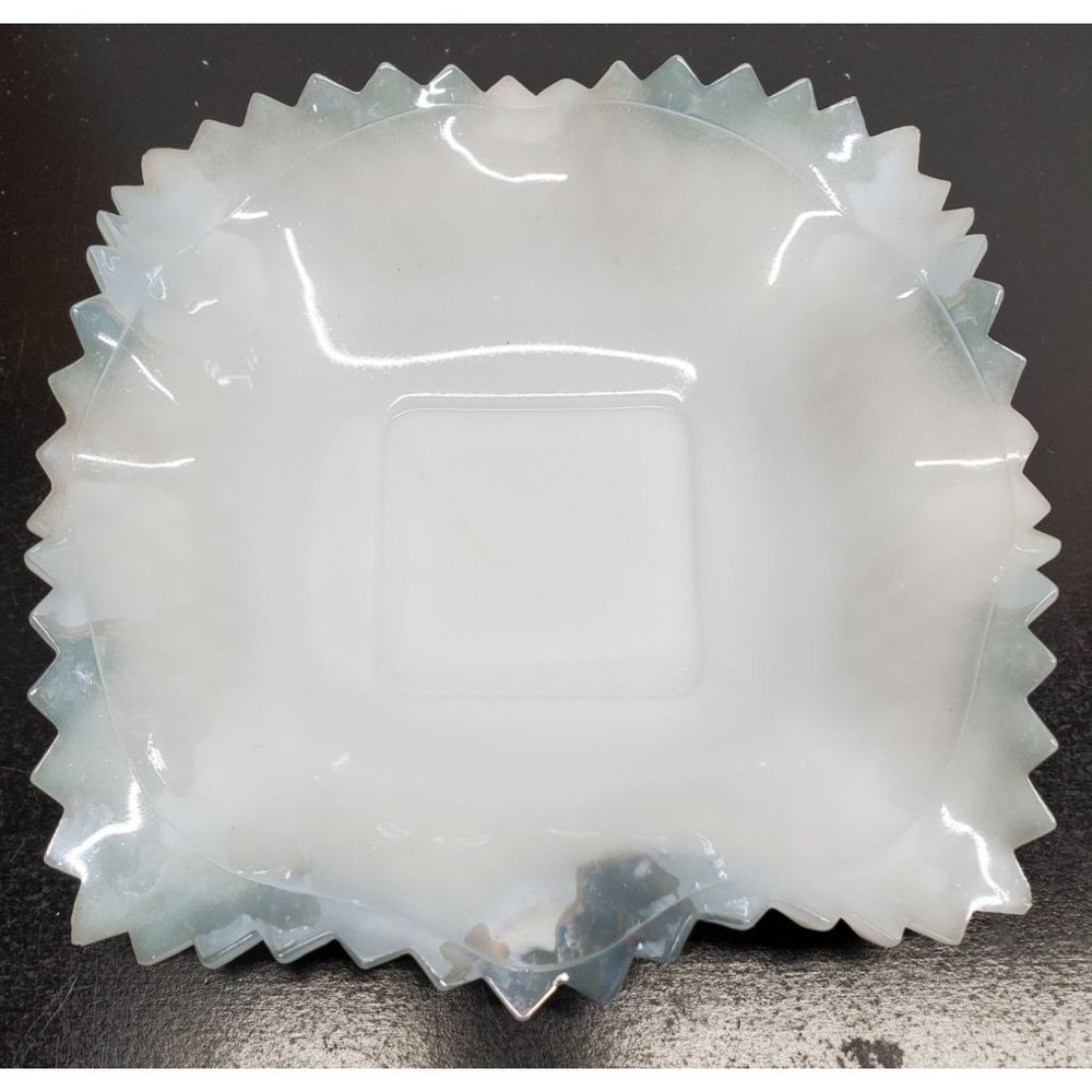 Vintage White Glass Cross-cut Candy Dish -‎ 6 Inches - Unmarked